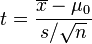 The test statistic for a one way t-test